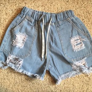 High waisted jean shorts